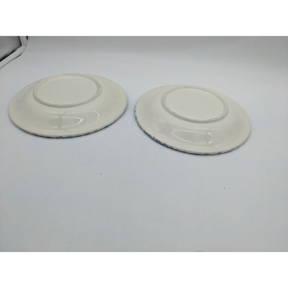 Two Bentson West Splatter Spongeware 8" Salad Dessert Plates Farmhouse Blue/Whit - Picture 3 of 5